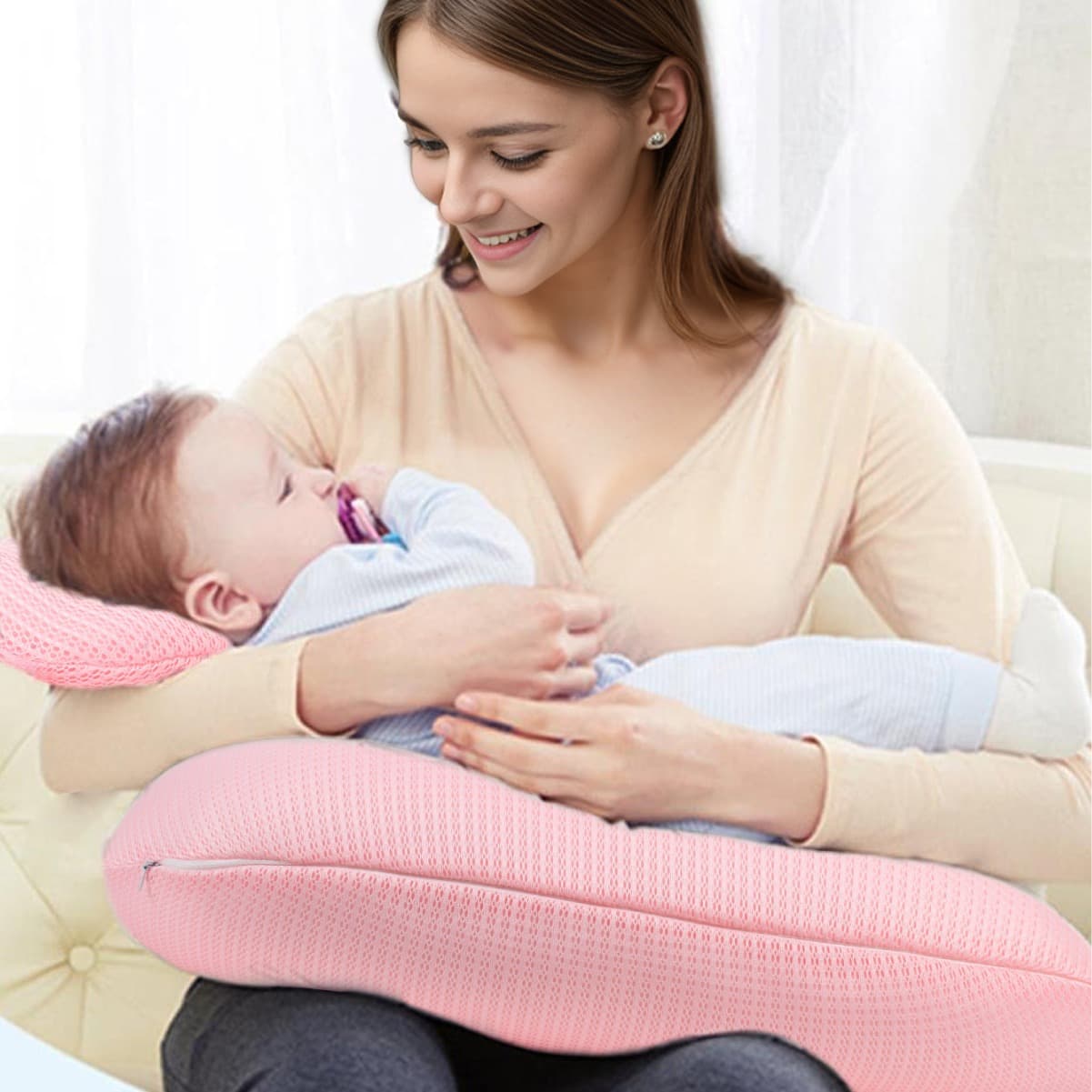 授乳クッション しっかり支える硬質綿使用腰巻き型授乳枕